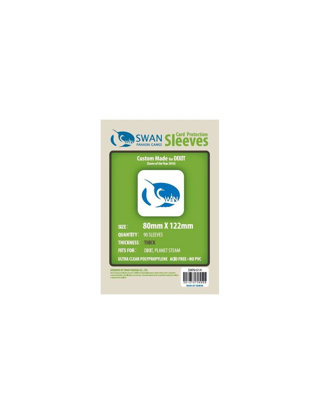 Swan: 80mm X 122mm: Sleeves Thick (90 Stuks) 3 Swan: 80mm X 122mm: Sleeves Thick (90 Stuks)