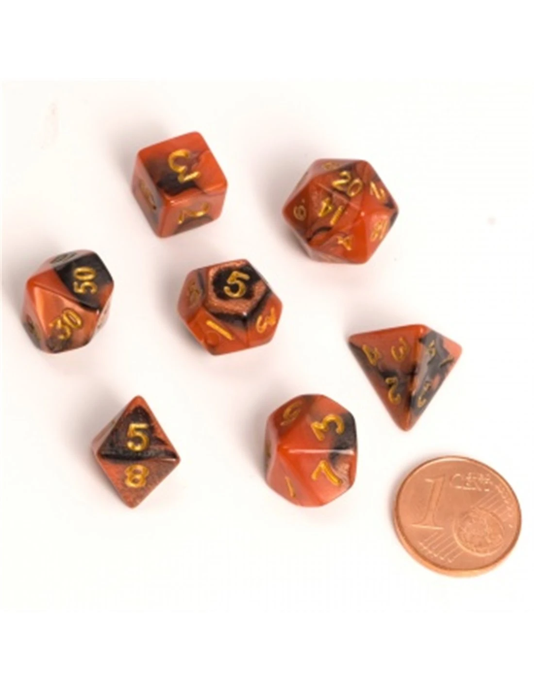 Blackfire Dice - Fairy Dice RPG Set - BiColor Black Orange (7 Dice) 3 Blackfire Dice - Fairy Dice RPG Set - BiColor Black Orange (7 Dice)