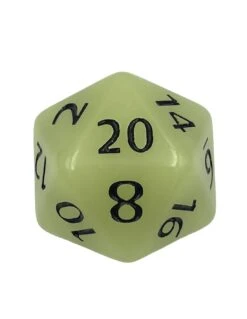 Dobbelsteen D20: Glow Jumbo Johnny 55mm White