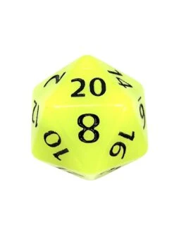 Dobbelsteen D20: Glow Jumbo Johnny 55mm Yellow