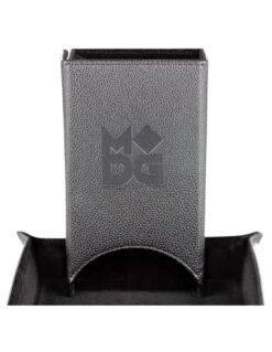 Fold Up Leather Dice Tower Black