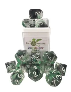 Polyhydral Diceset - 15 Dice: Diffusion Dark Forest