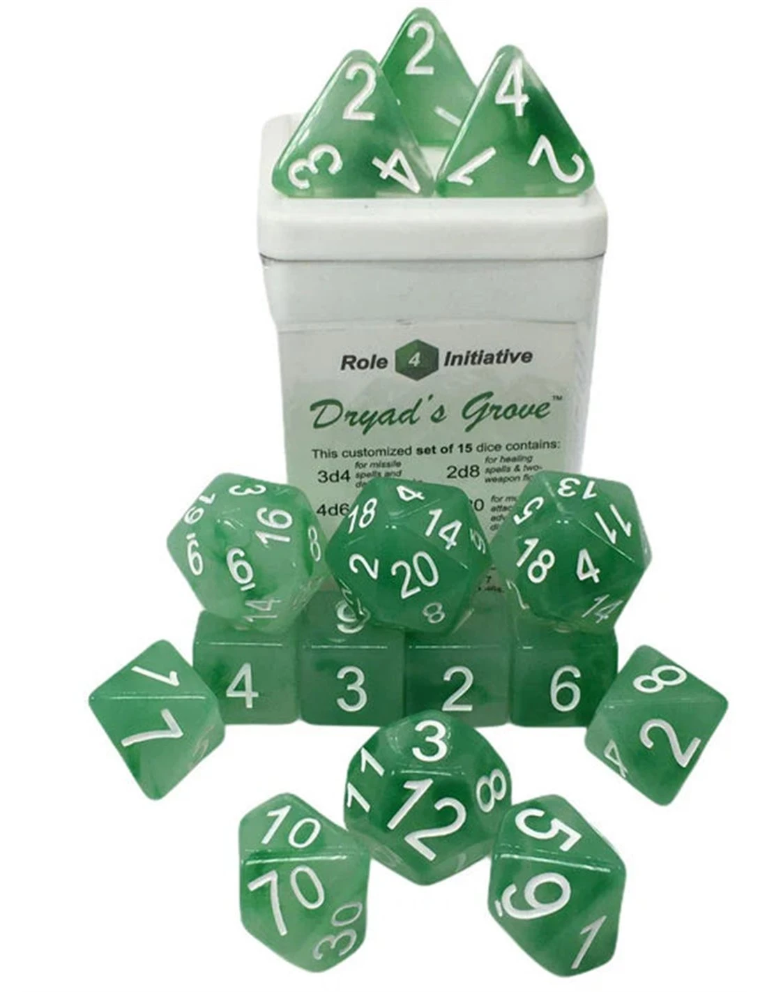 Polyhydral Diceset - 15 Dice: Dryad's Grove 3 Polyhydral Diceset - 15 Dice: Dryad's Grove