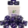 Polyhydral Diceset - 15 Dice: Marble Purple 1 Polyhydral Diceset - 15 Dice: Marble Purple -Spel Winkel polyhydral diceset 15 dice marble purple