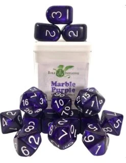 Polyhydral Diceset - 15 Dice: Marble Purple
