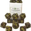 Polyhydral Diceset - 15 Dice: Translucent Black With Yellow Numbers 2 Polyhydral Diceset - 15 Dice: Translucent Black With Yellow Numbers -Spel Winkel polyhydral diceset 15 dice translucent black with yellow numbers