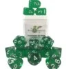 Polyhydral Diceset - 15 Dice: Translucent Dark Green With White Numbers 1 Polyhydral Diceset - 15 Dice: Translucent Dark Green With White Numbers -Spel Winkel polyhydral diceset 15 dice translucent dark green with white numbers