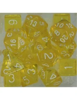 Polyhydral Diceset - 15 Dice: Translucent Yellow