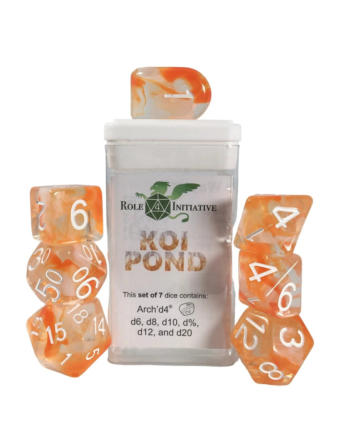 Polyhydral Diceset - 7 Dice: Diffusion Koi Pond 3 Polyhydral Diceset - 7 Dice: Diffusion Koi Pond