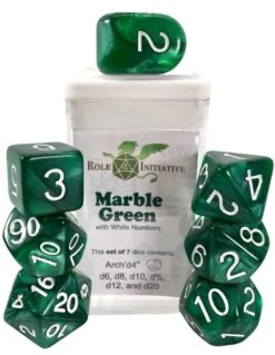 Polyhydral Diceset - 7 Dice: Marble Green