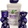 Polyhydral Diceset - 7 Dice: Marble Purple