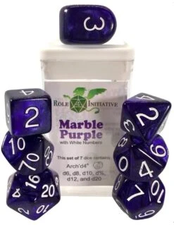 Polyhydral Diceset - 7 Dice: Marble Purple