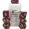 Polyhydral Diceset - 7 Dice: Translucent Dark Purple With Gold Numbers -Spel Winkel polyhydral diceset 7 dice translucent dark purple with gold numbers