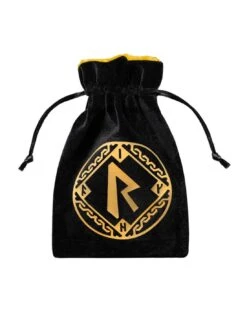 Runic Black & Golden Velour Dice Bag