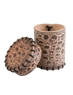 Skully Beige Leather Dice Cup