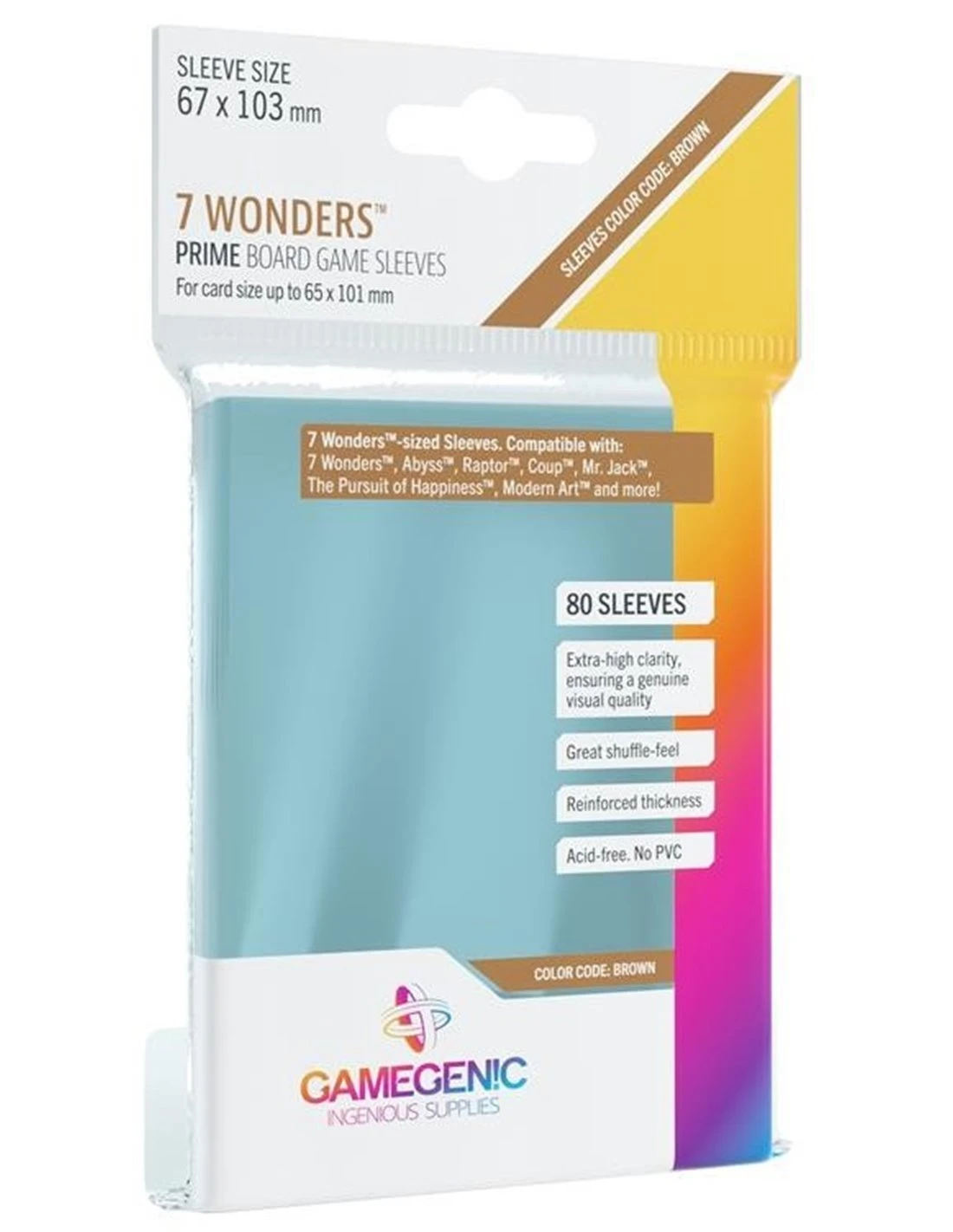 Gamegenic SLEEVES PRIME 7 Wonders Sleeves 67x103 Mm 3 Gamegenic SLEEVES PRIME 7 Wonders Sleeves 67x103 Mm