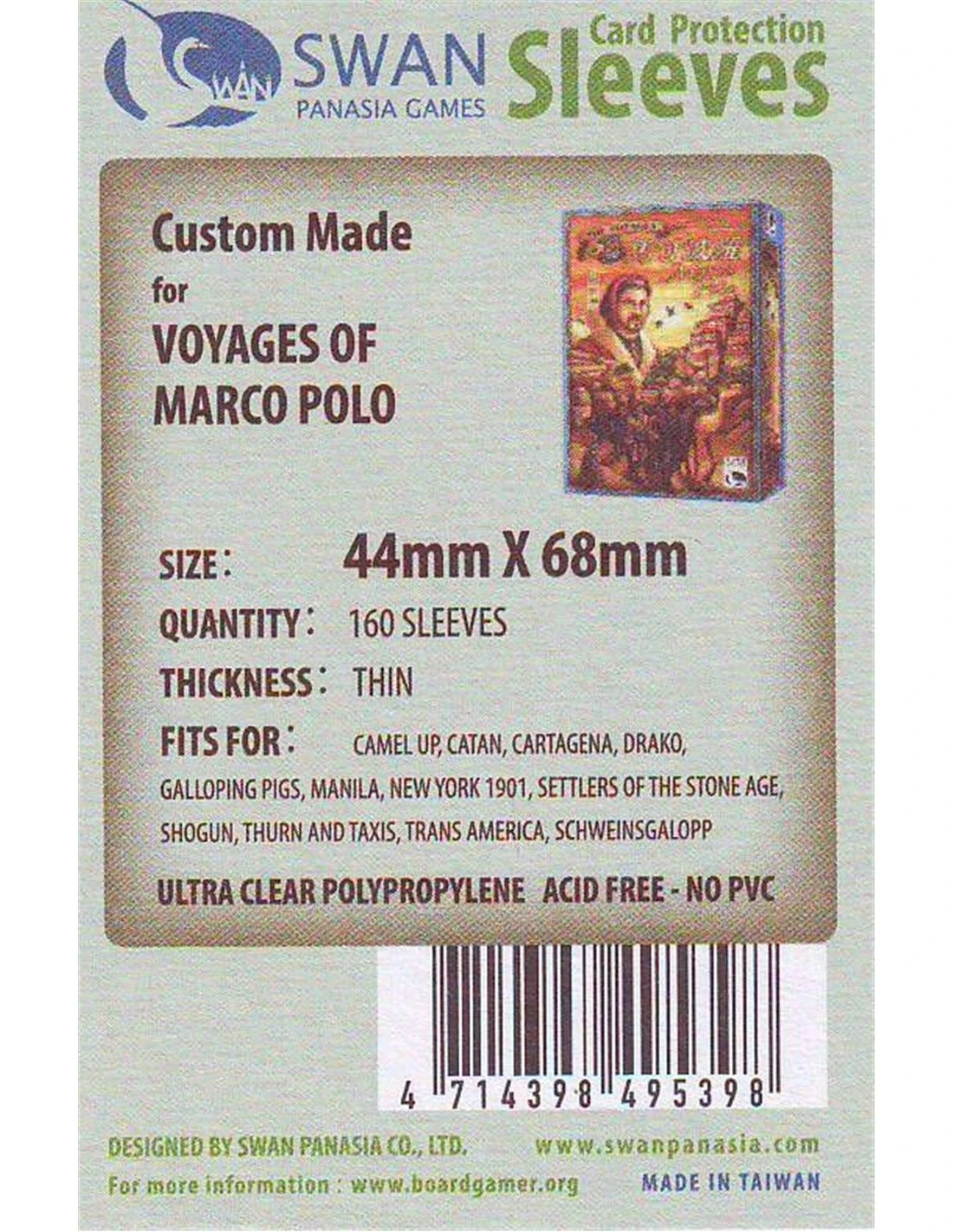 Swan: 44mm X 68mm: Sleeves (160 Stuks) 3 Swan: 44mm X 68mm: Sleeves (160 Stuks)